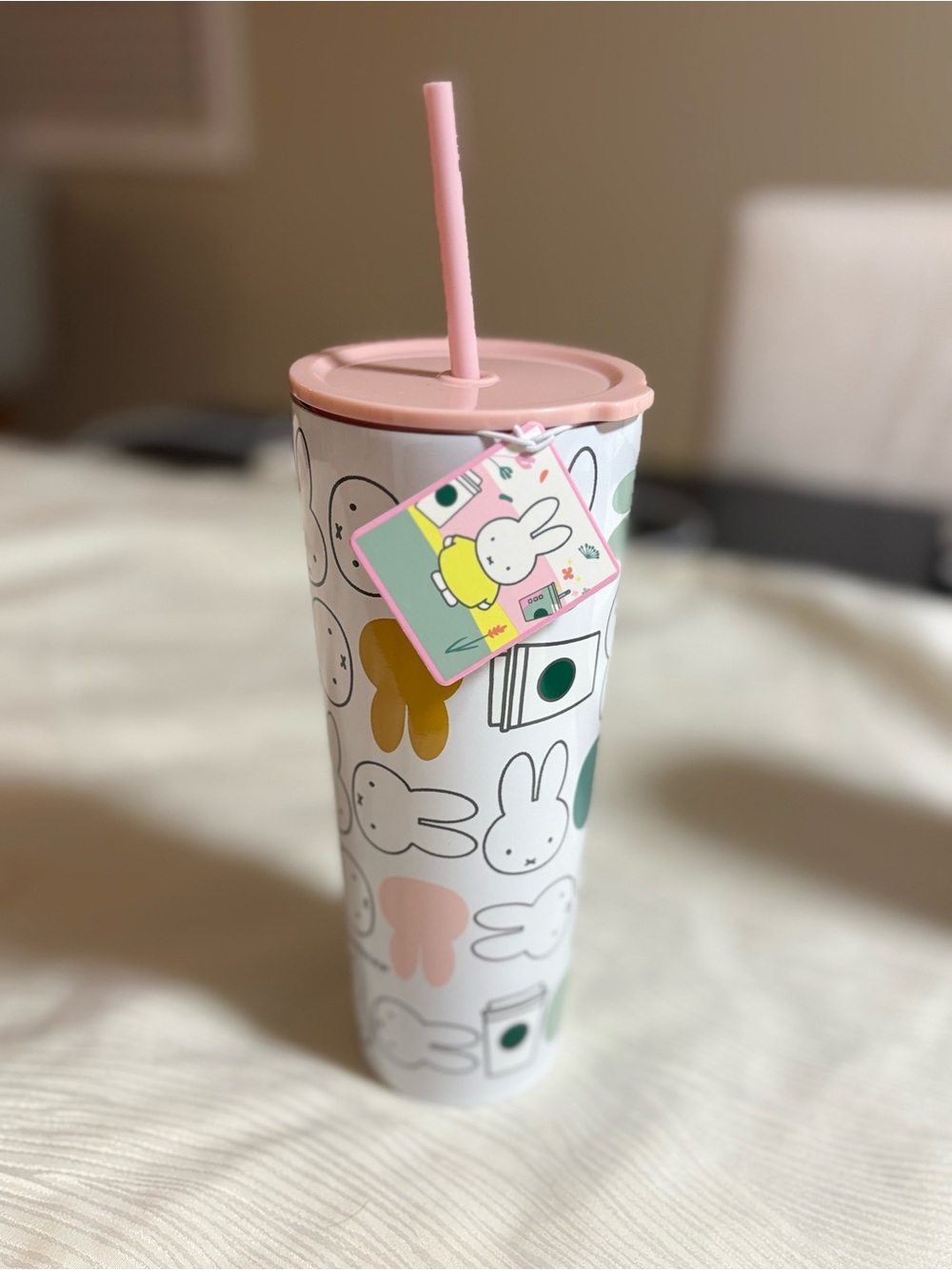 Miffy Starbucks Stainless Steel Cold CupTumbler with Pink Lid & Straw